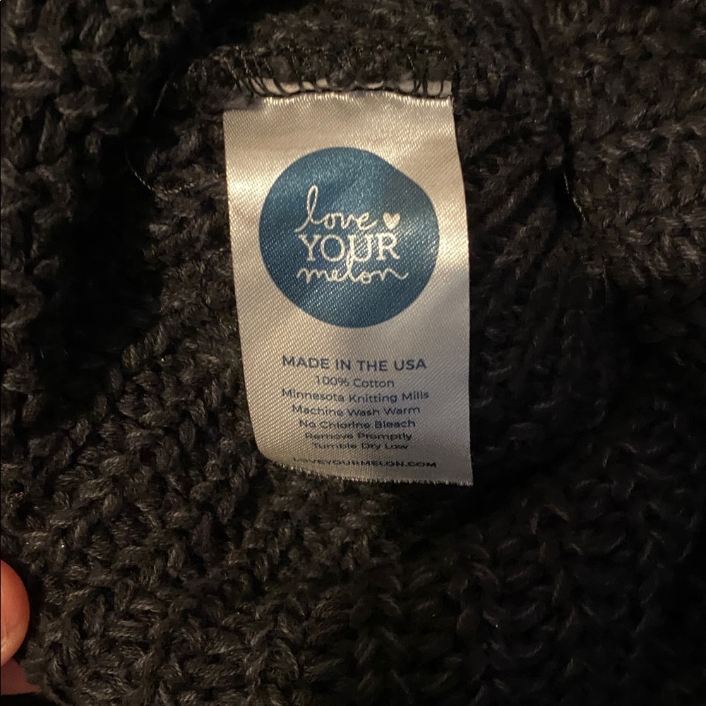 Love Your Melon Black Knit Pom-Pom Beanie - Picture 3 of 3